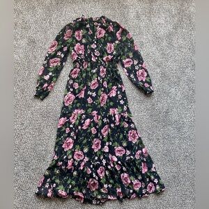 Downeast Morgana Black Floral Midi Dress